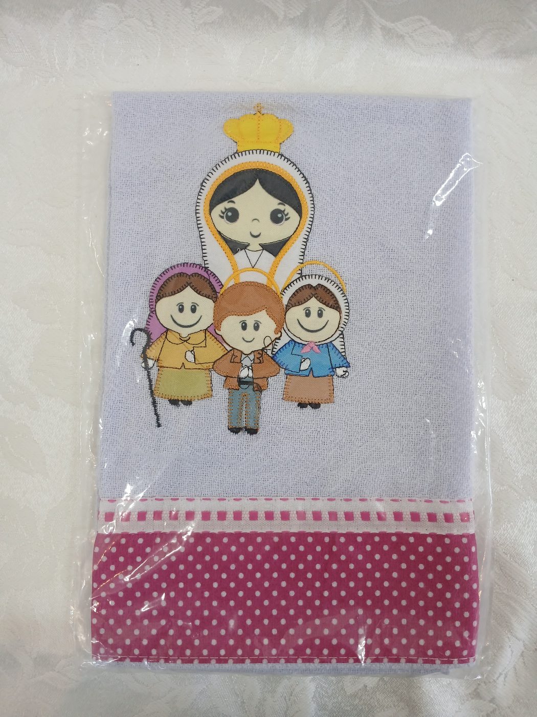Pano de prato Nossa Senhora e pastorinhos