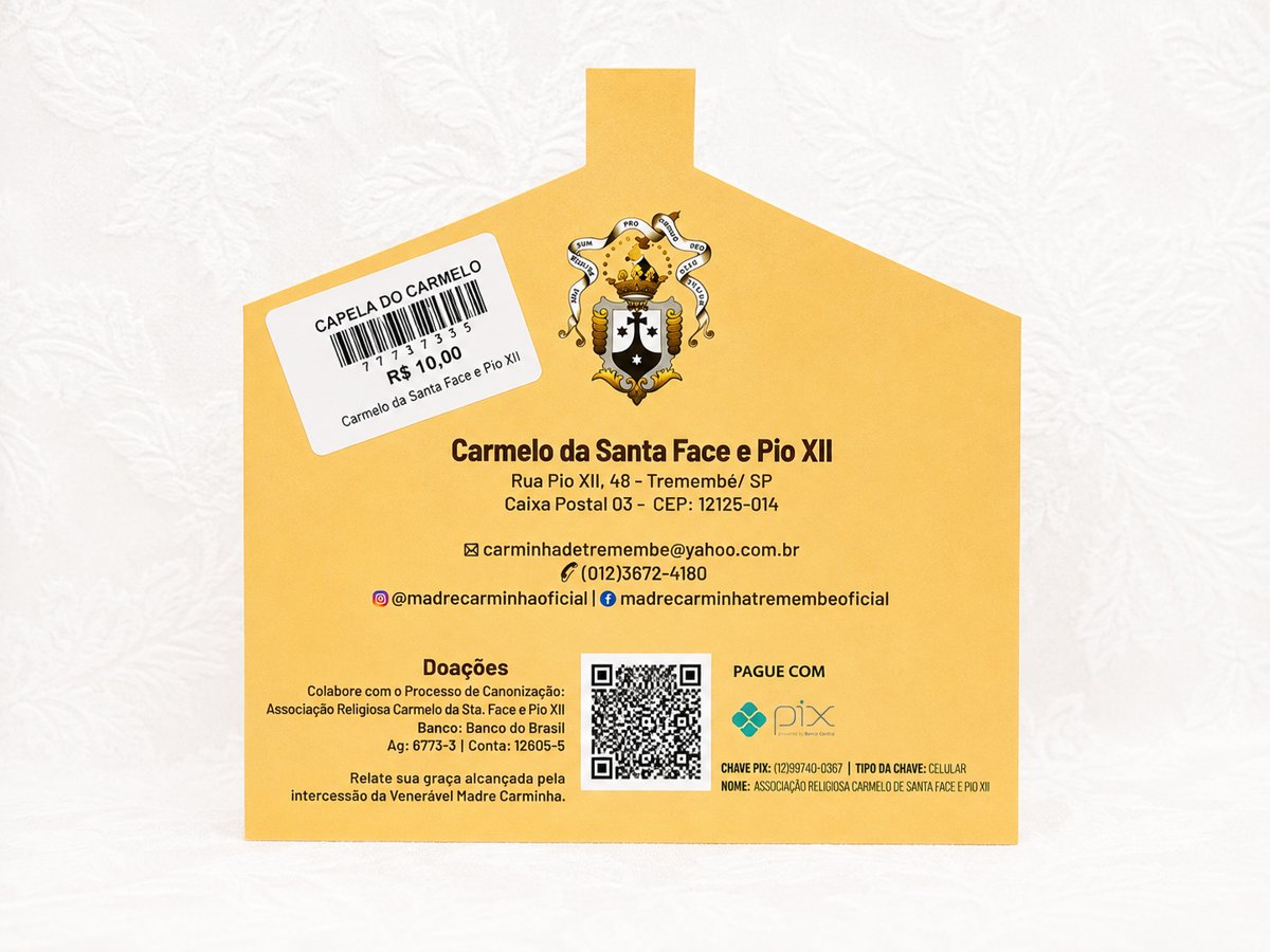 Cartão de doações do Carmelo