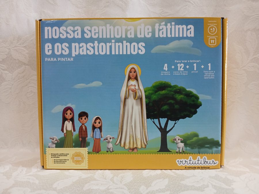 Nossa Senhora de Fátima e os pastorinhos para pintar