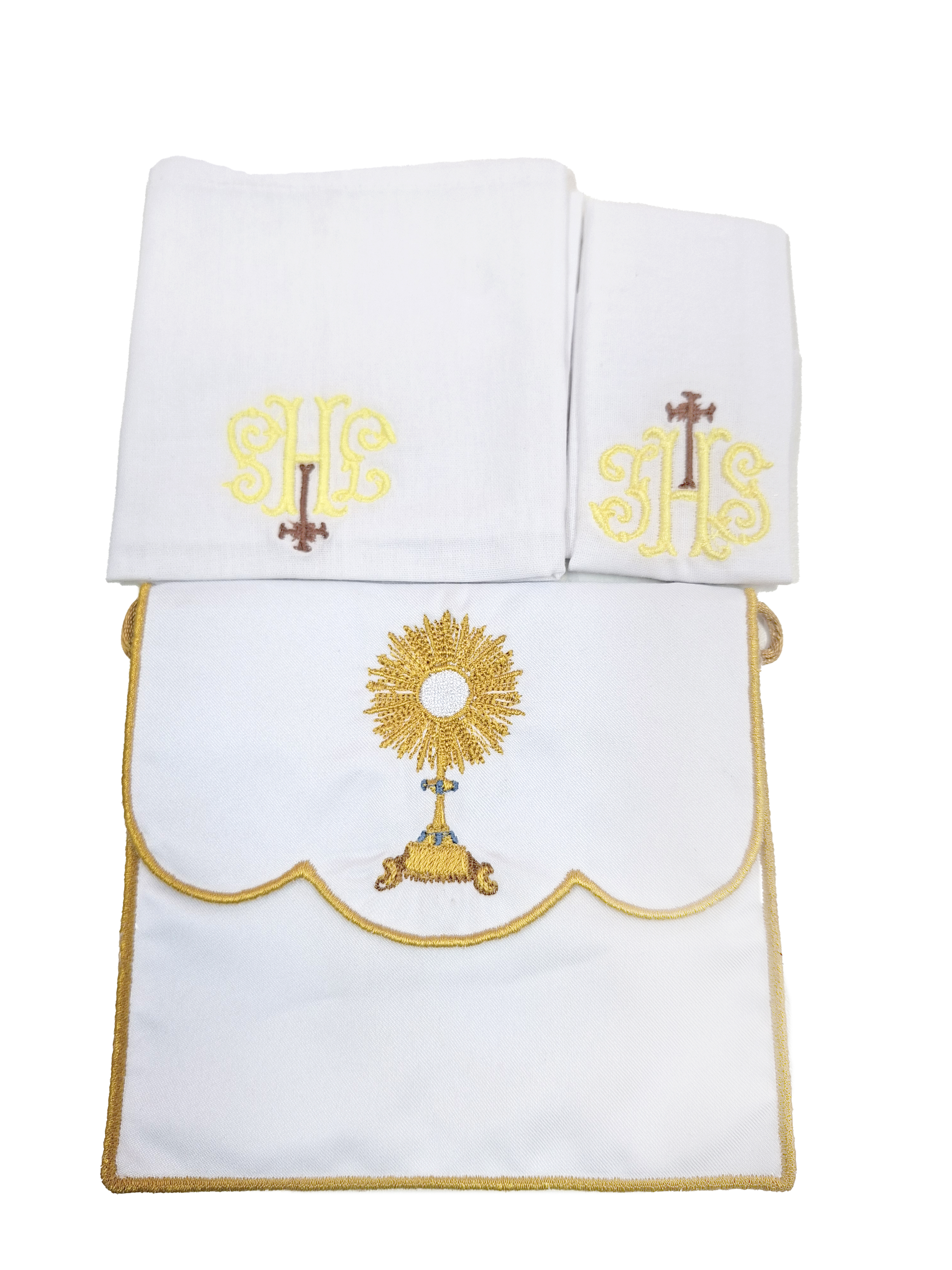Bolsa litúrgica bordada — Cálice e Ostensório