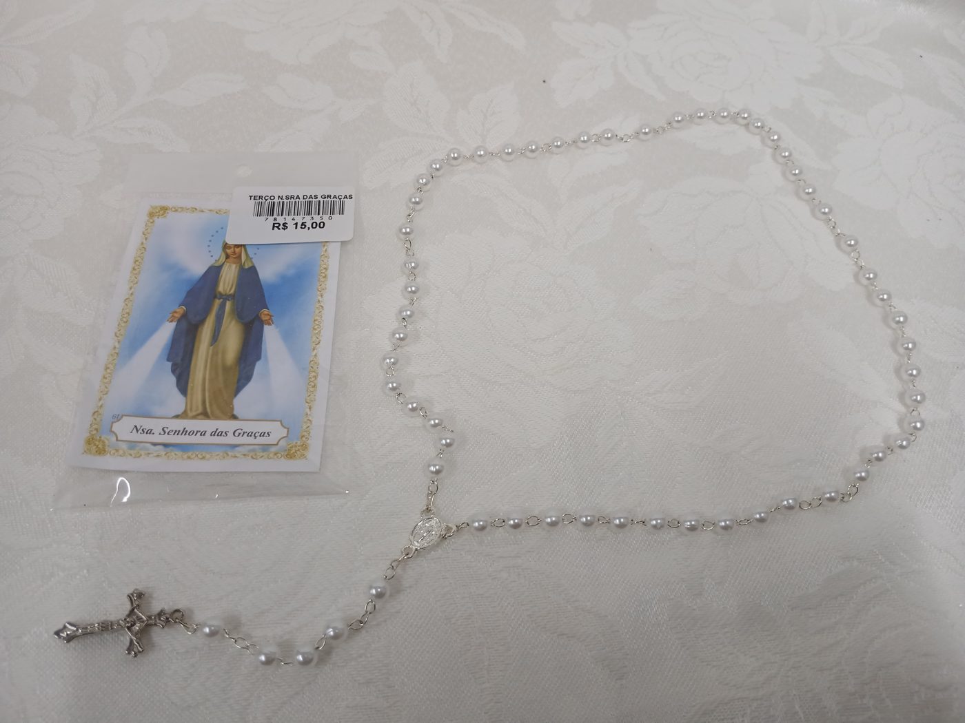 Terço branco Nossa Senhora das Graças